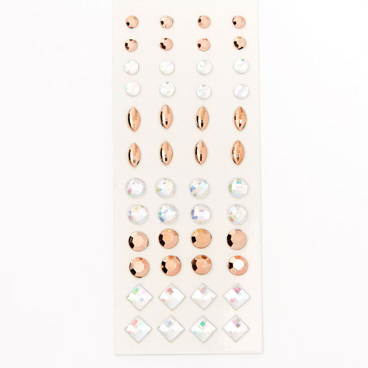 Rose Gold &amp; Clear Mixed Shape Skin Gems -  48 Pack,