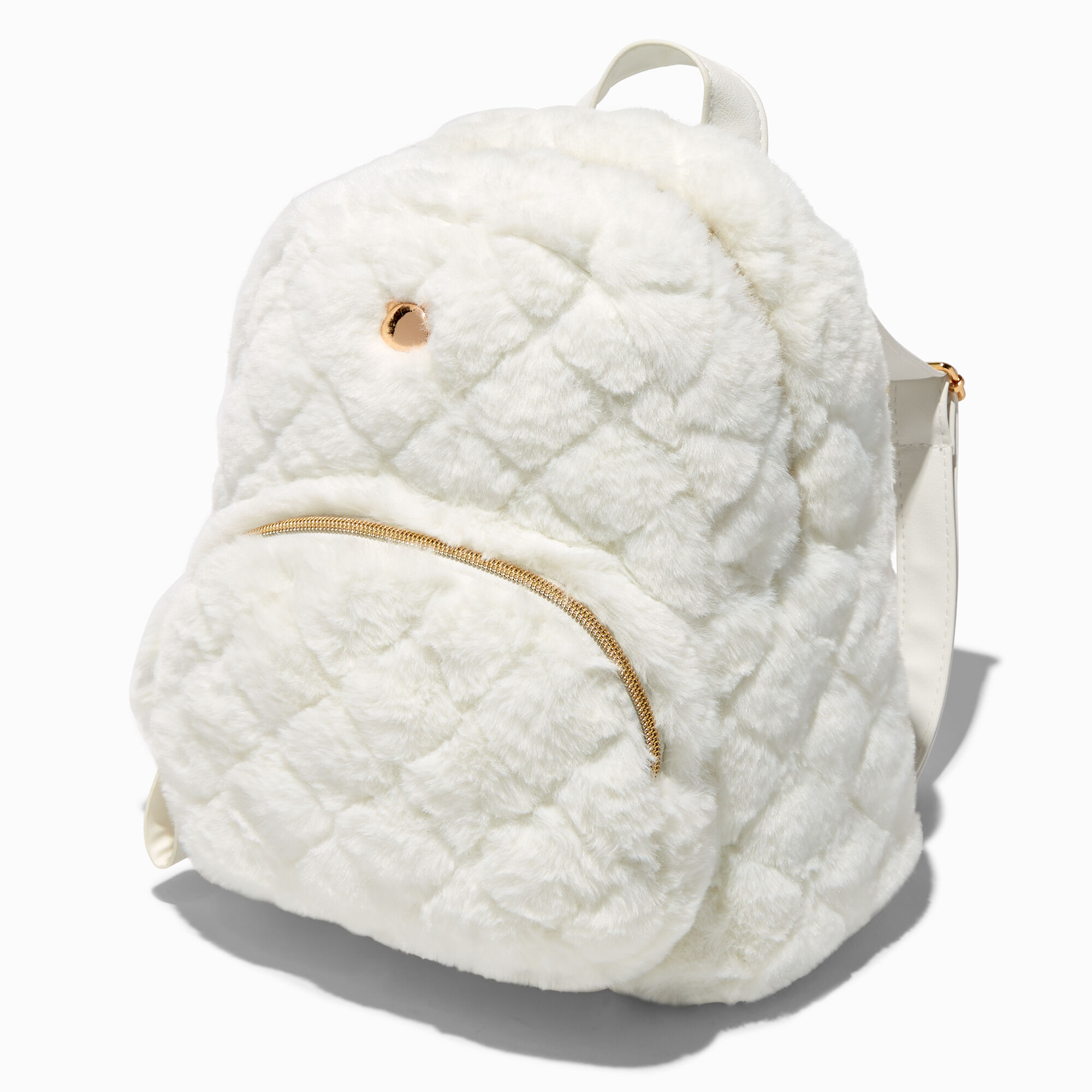 Sac a dos matelasse en fausse fourrure blanc