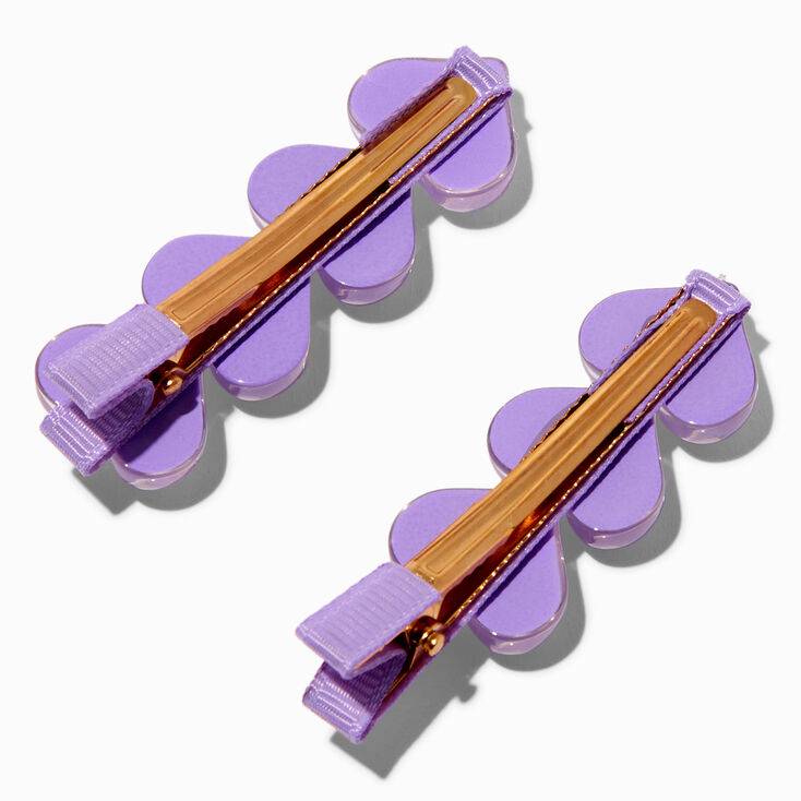 Purple Puffy Heart Hair Clips - 2 Pack,