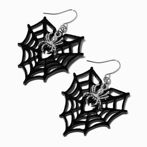 Black Spiderweb Heart Drop Earrings,