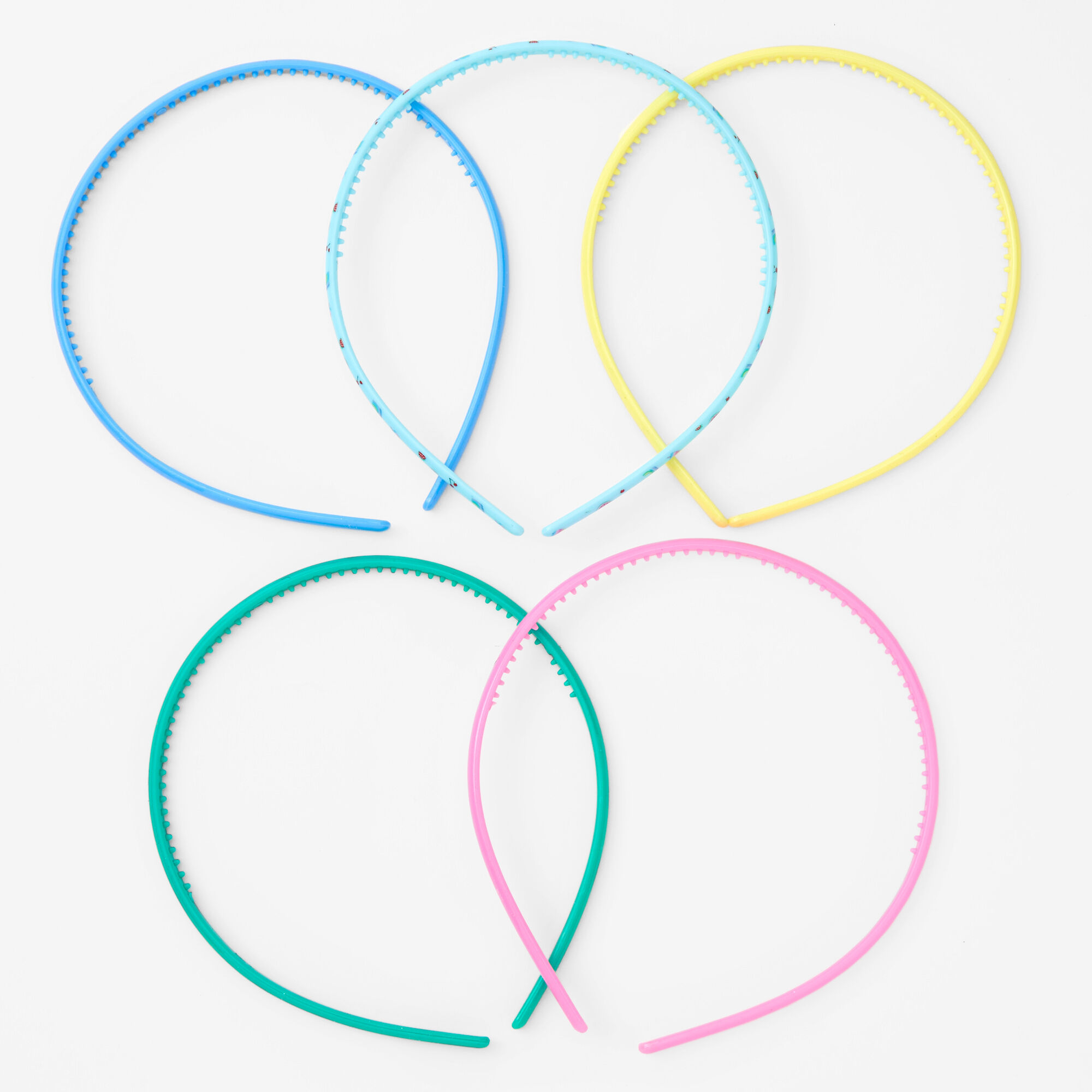 Claire's Club Rainbow Plastic Headbands - 5 Pack,