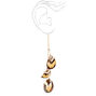 Gold 5&quot; Tiger Feather Linear Drop Earrings,