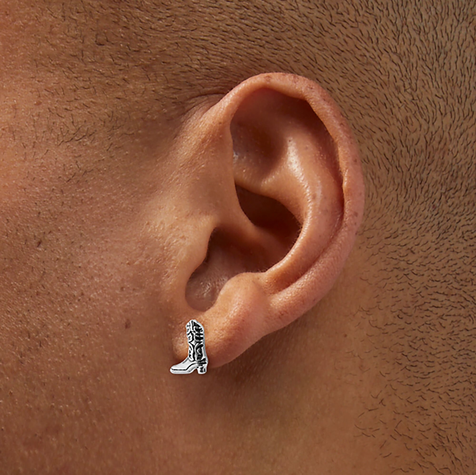 Silver-tone Cowgirl Stud Earrings - 6 Pack,