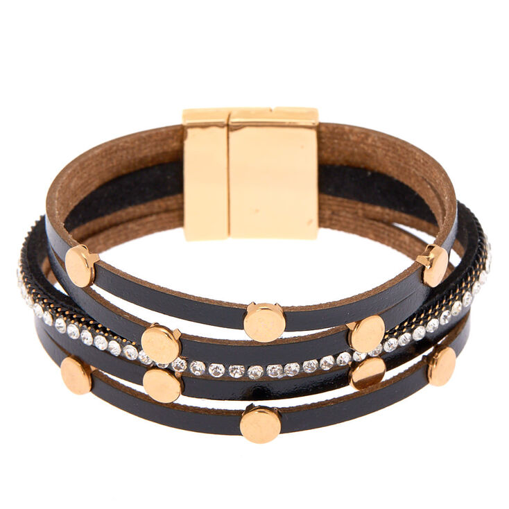 Gold Layered Wrap Bracelet - Black,