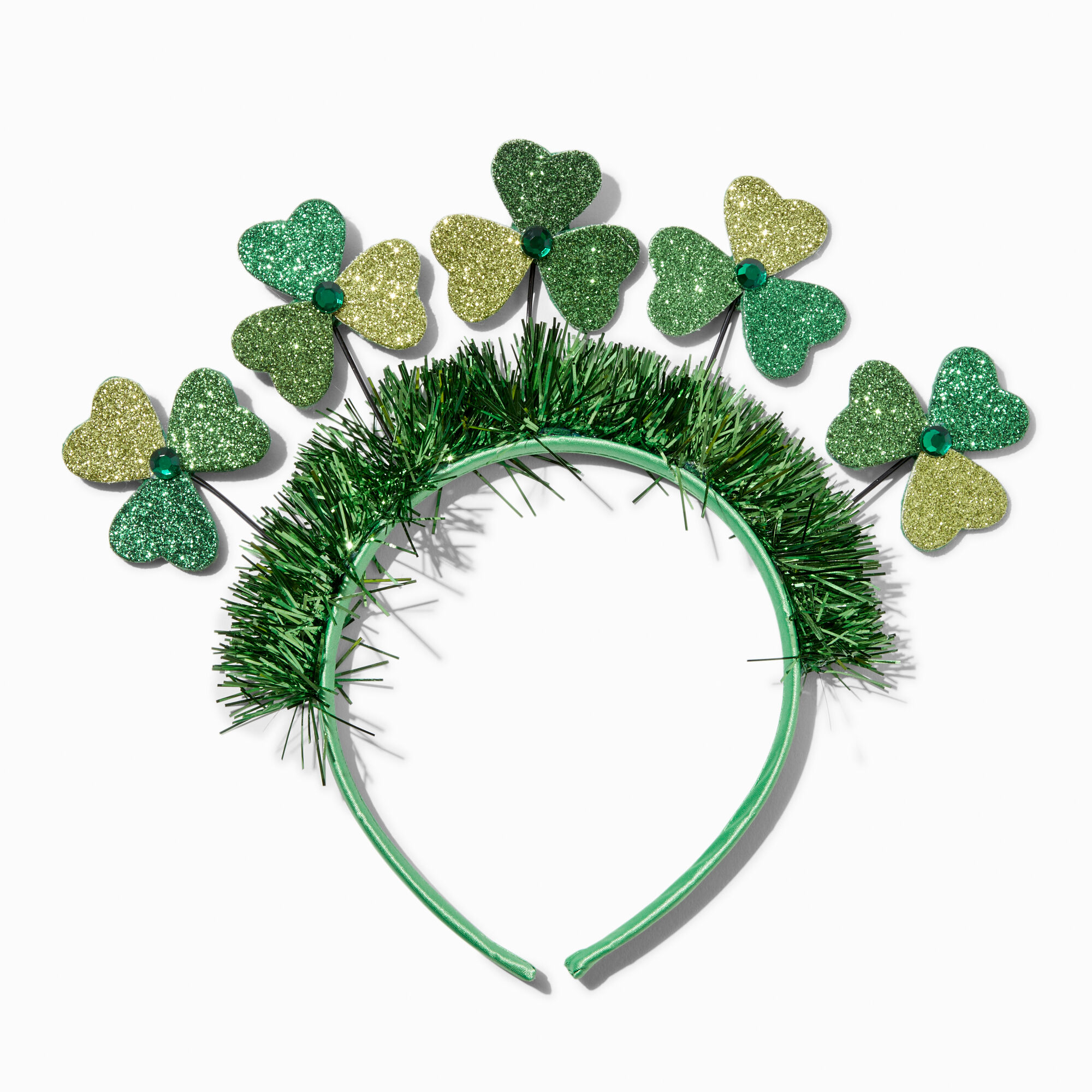 View Claires Glitter Shamrocks Tinsel Headband information