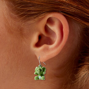 Fuzzy Green Elephant 1&quot; Drop Earrings,