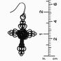 Black Rose Cross 2&quot; Drop Earrings ,