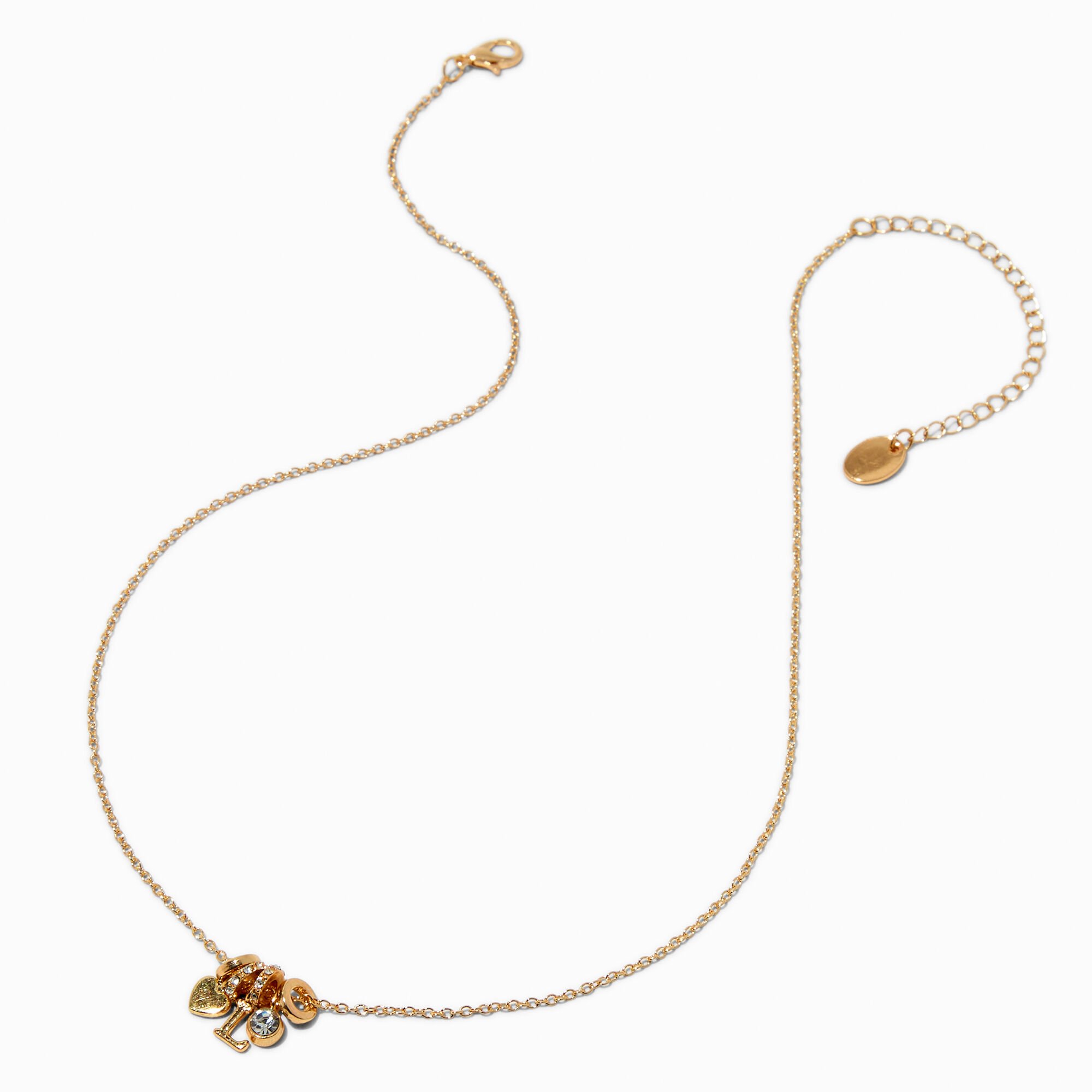 Gold-tone Initial Charm Pendant Necklace - L,