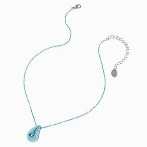 Blue Anodized Teardrop Pendant Necklace,