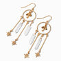 Gold-tone Mushroom Starburst Mystical Gem 2.5&quot; Drop Earrings,