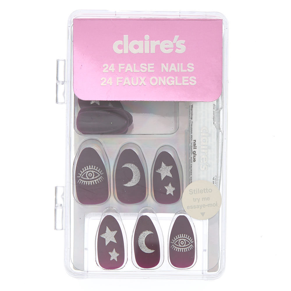 Matte Faux Nail Set - Purple, 24 Pack,