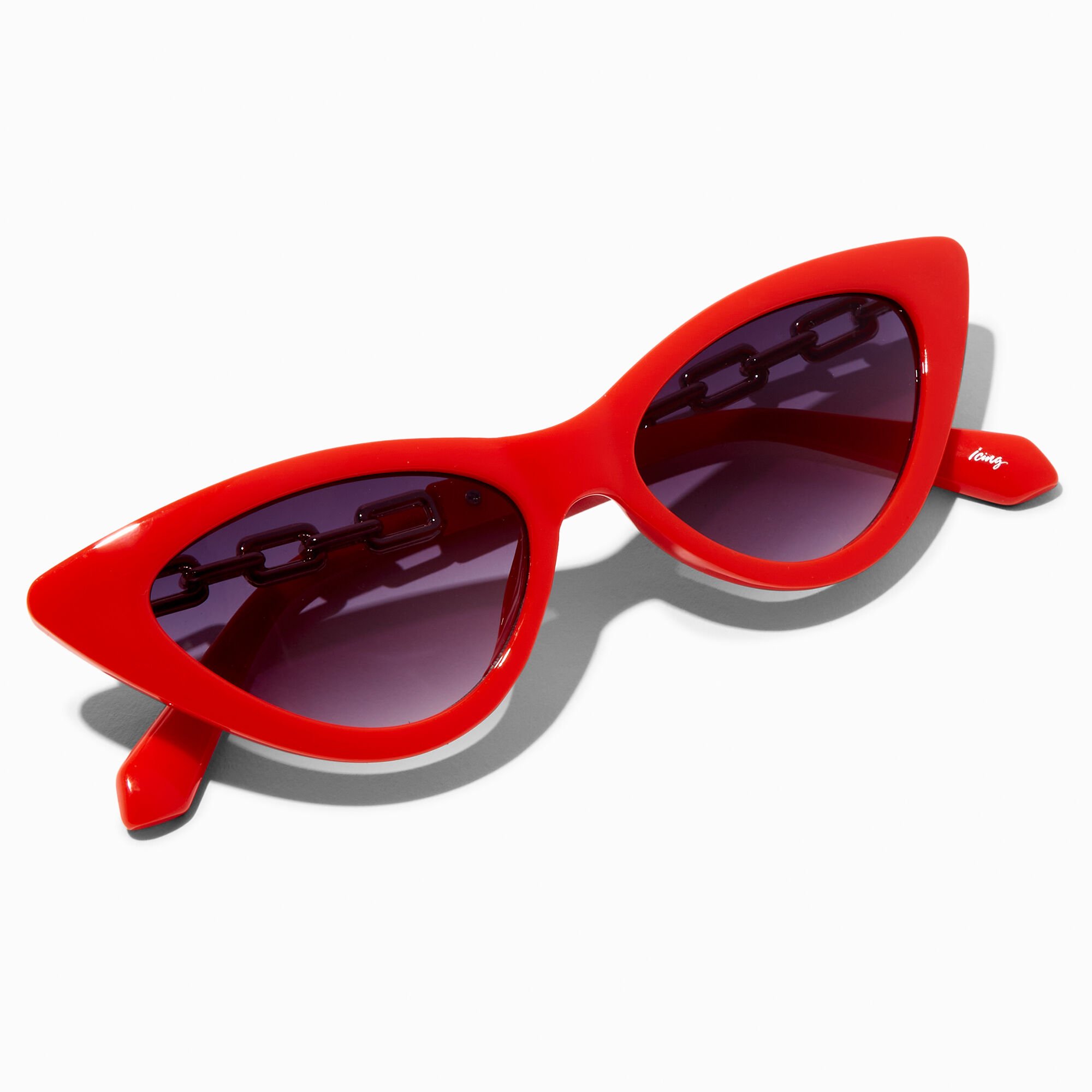 Chunky Red Cat Eye Gold Chain Link Sunglasses