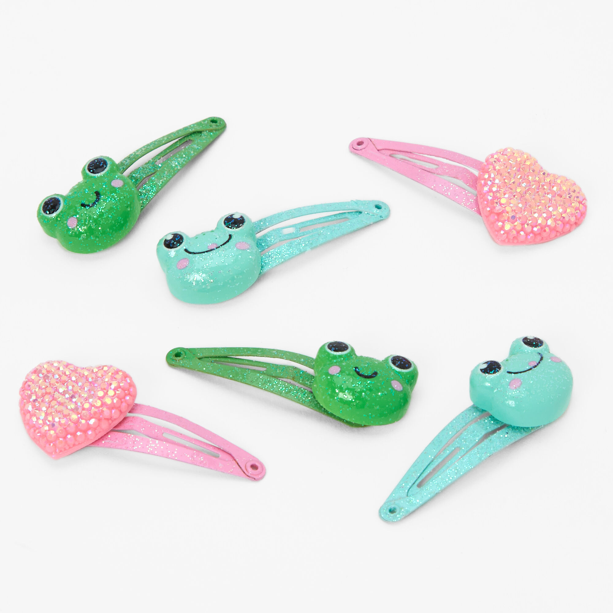 Claire's Club Glitter Frog Polyresin Snap Hair Clips (6 pack),
