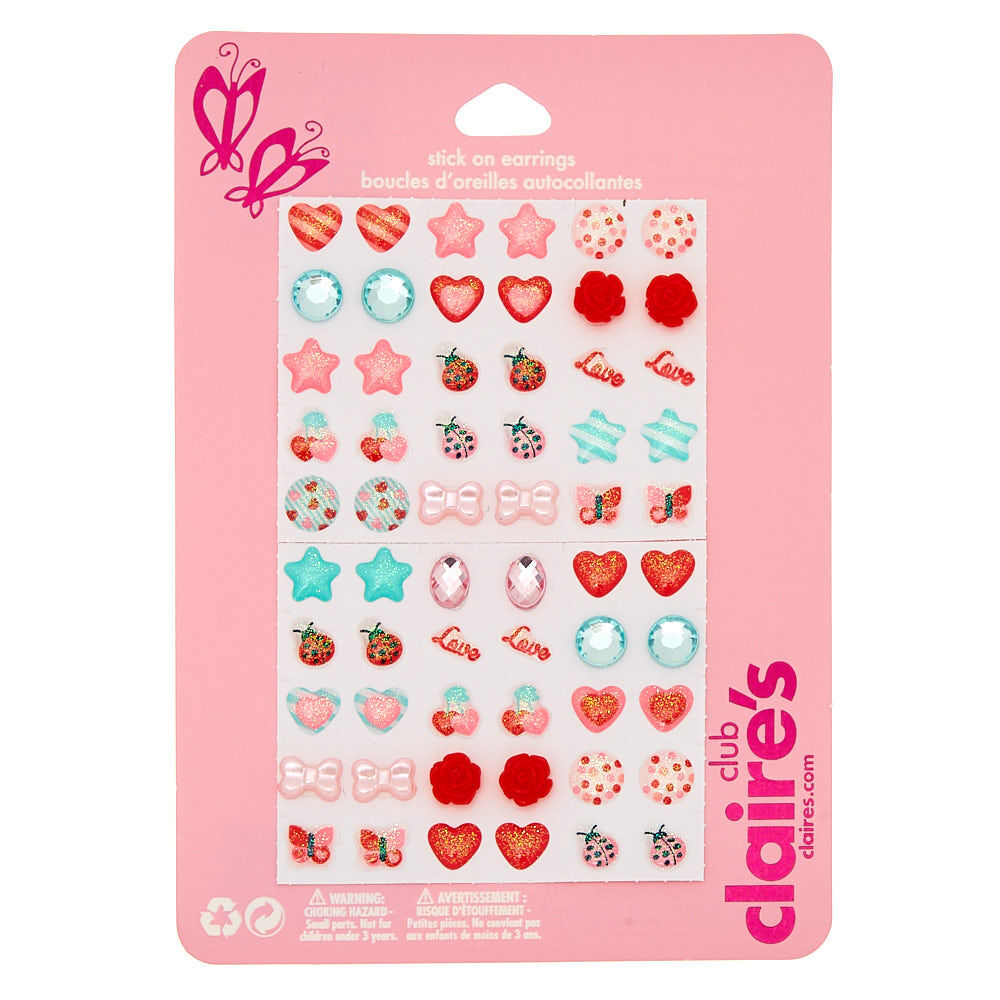 Claire's Club Lovebug Stick On Earrings - 30 Pack,