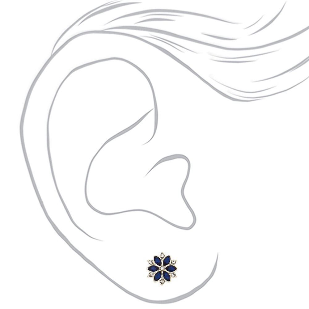 Winter Floral Jewellery Set - Navy Blue, 2 Pack,