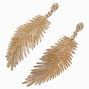 Gold-tone Wispy Feather 4&quot; Drop Earrings,
