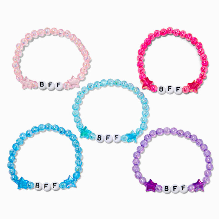 Best Friends Iridescent Star Beaded Stretch Bracelets - 3 Pack,