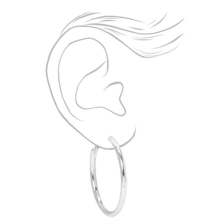 Silver 40MM Mixed Hoop Earrings - 3 Pack,