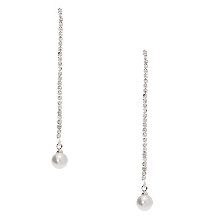 Rhinestone and Pearl Drop Earrings