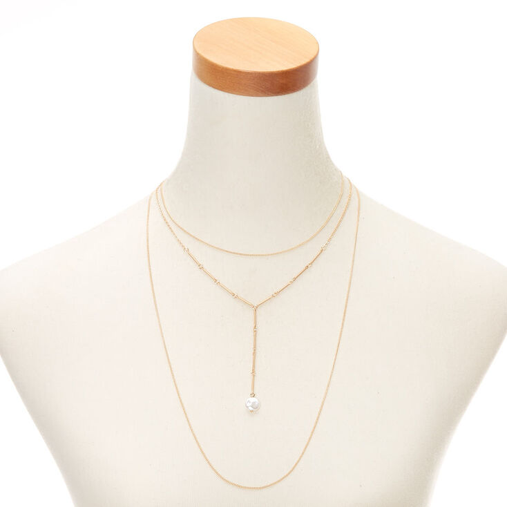Claire's Collier multi-rangs en perles d'imitation couleur doré