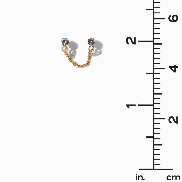 18K Gold Plated Crystal Connector Stud Earrings,