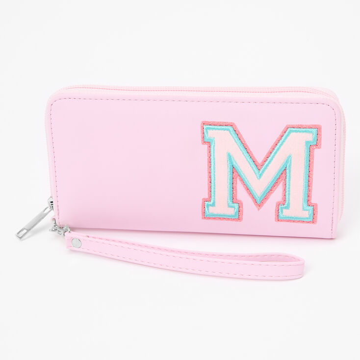 Pink Varsity Initial Wristlet - M,