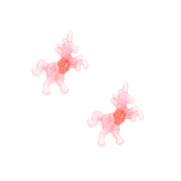 Claire's Boucles d'oreilles licorne roses à paillettes pastel