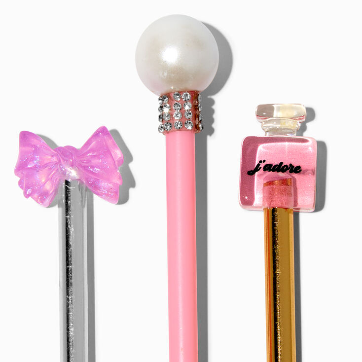 Pink Bow, Pearl, & Perfume Bottle Pen Set - 3 Pack