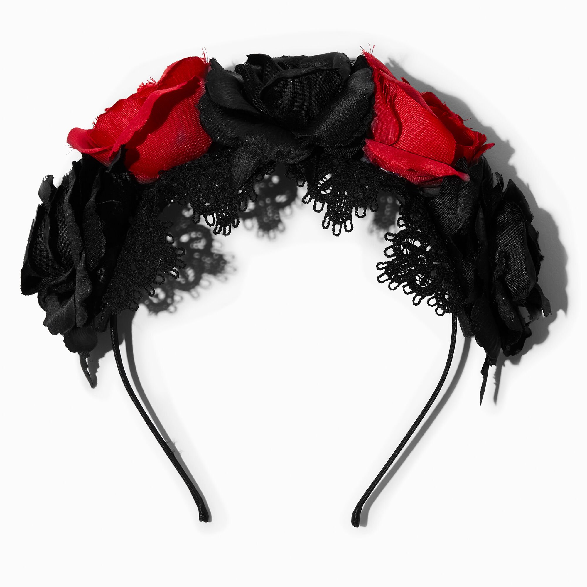 View Claires Black Roses Headband Red information