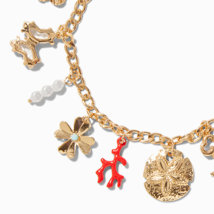 Gold-tone Beach Statement Charm Bracelet,