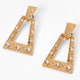 Gold 1&quot; Triangle Textured Door Knocker Drop Earrings,