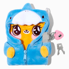 Claire&#39;s Club Shark Costume Tiger Plush Mini Lock Diary,