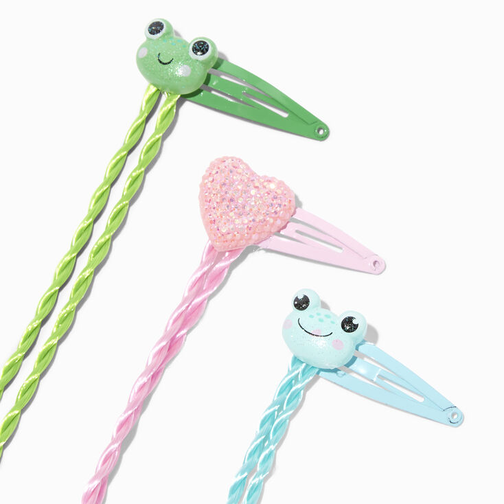 Claire&#39;s Club Faux Hair Polyresin Frog Snap Hair Clips - 6 Pack,