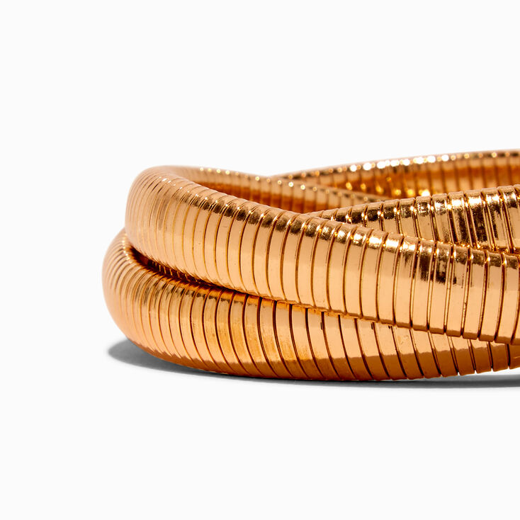 Bracelet fin bangle enrouleur cha&icirc;ne serpent couleur dor&eacute;e,