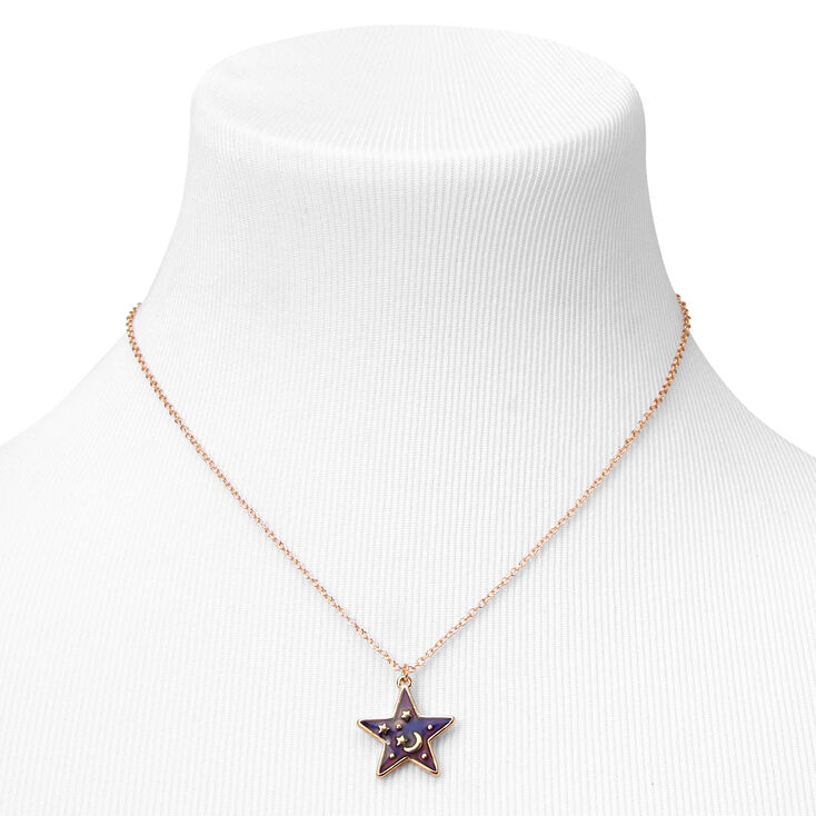 Collier d&rsquo;humeur &agrave; pendentif &eacute;toiles couleur dor&eacute;e,
