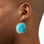 Silver 1.5&quot; Pom Pom Clip On Drop Earrings - Teal,