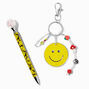 Happy Face Pen &amp; Beaded Keychain Gift Set,