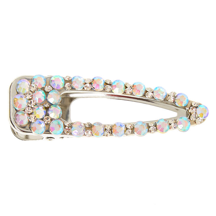 Claire's Barrette de grande taille irisée bling bling couleur argenté