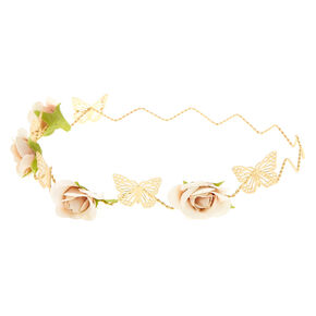 Gold Zig-Zag Butterfly Flower Crown Headwrap,