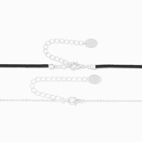 Silver-tone Daisy Pendant &amp; Black Choker Necklace - 2 Pack,
