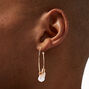 Rose Gold 60MM Pearl Charms Hoop Earrings,