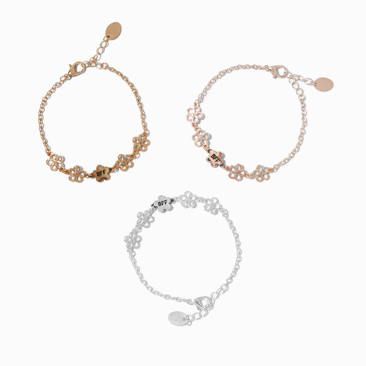 Best Friends Mixed Metal Daisy Bracelets - 3 Pack,