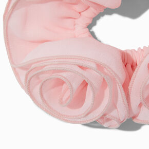 Chouchou de taille moyenne design rose en tissu extra-fin rose tendre,