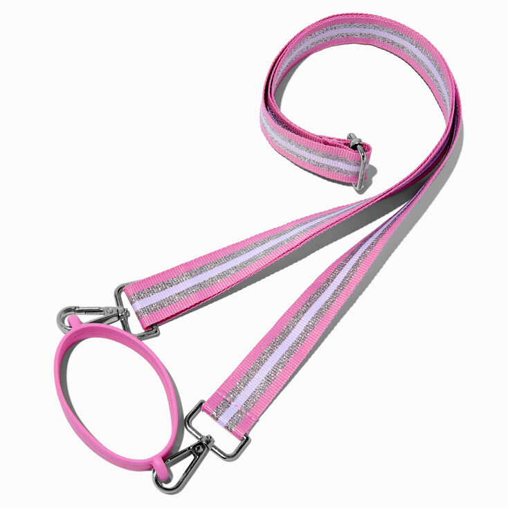 Light Pink &amp; White Striped Crossbody Water Bottle Strap,