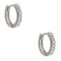 Silver-tone 10mm Crystal Huggie Hoop Earrings,