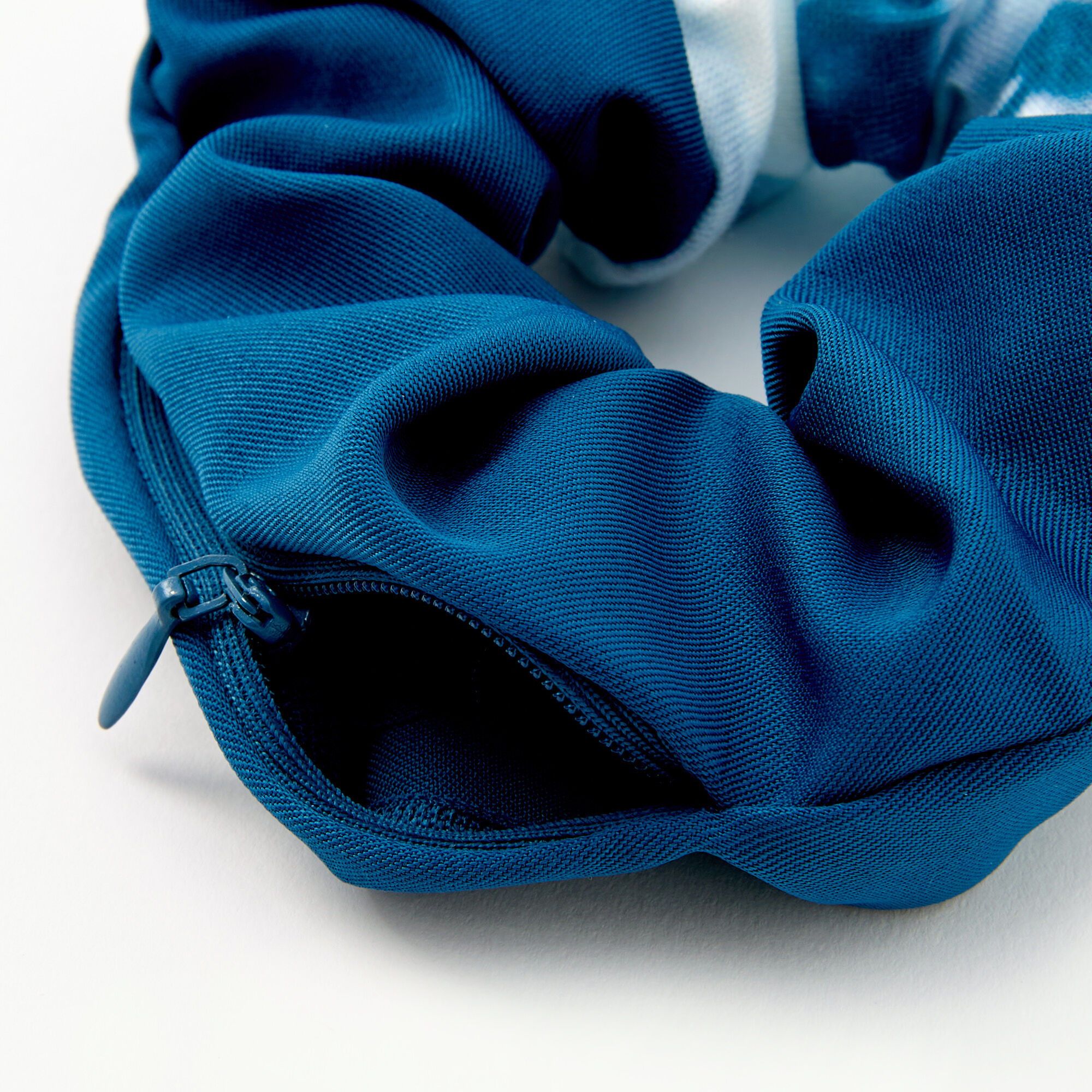 Tie Dyed Zip Pocket Hair Scrunchie - Blue,