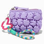 Purple Puffy Nylon Wristlet Coin Purse,