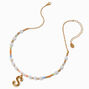 Gold-tone Bubble Initial Pastel Beaded Pendant Necklace - S,