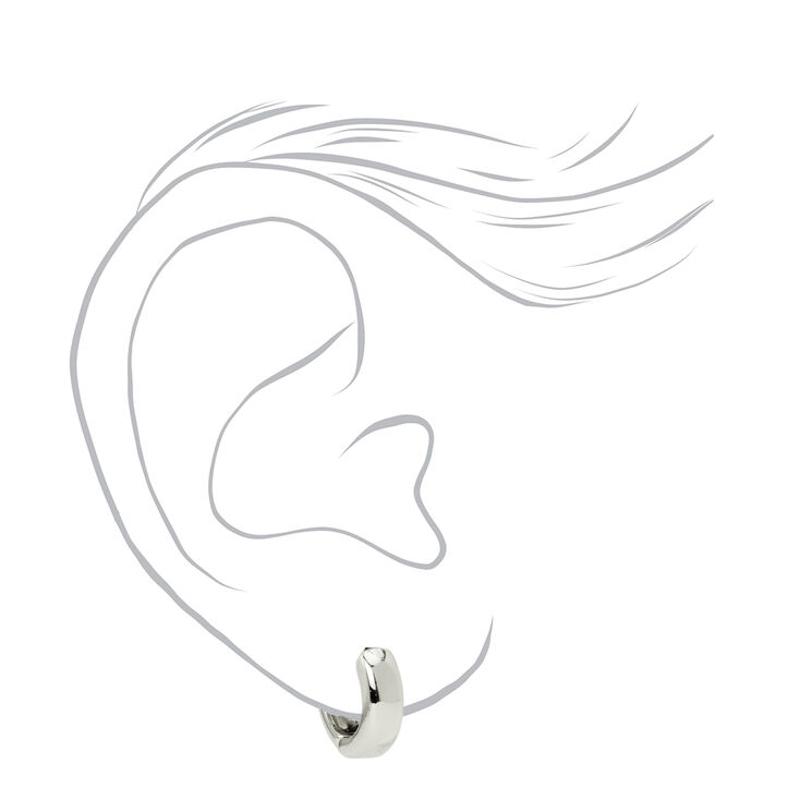 Silver-tone 15MM Huggie Hoop Earrings,