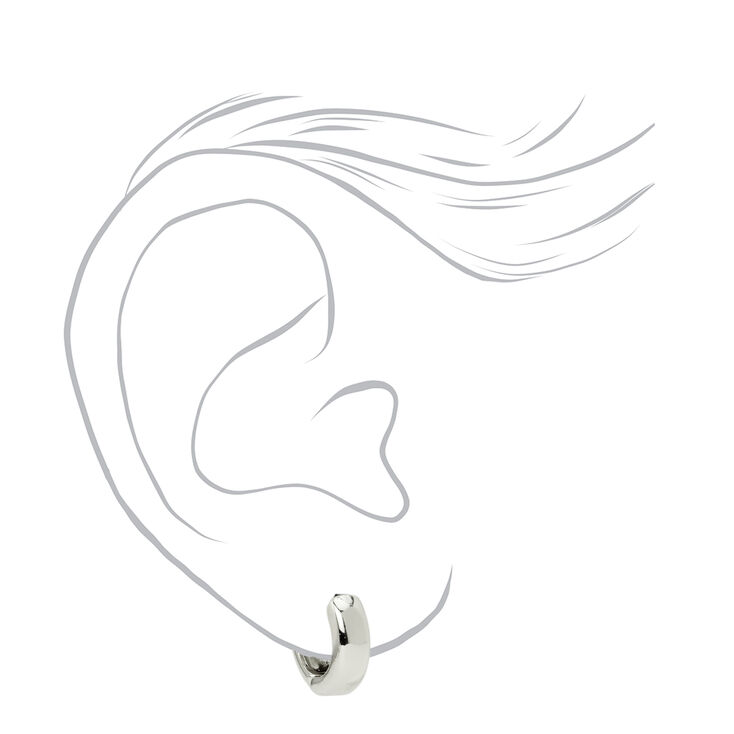 Silver-tone 15mm Huggie Hoop Earrings,
